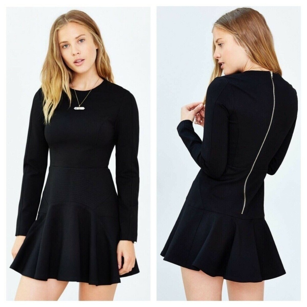 Minty Meets Munt Revolve S Shine Bright Skater Mini Dress Black Long sleeves